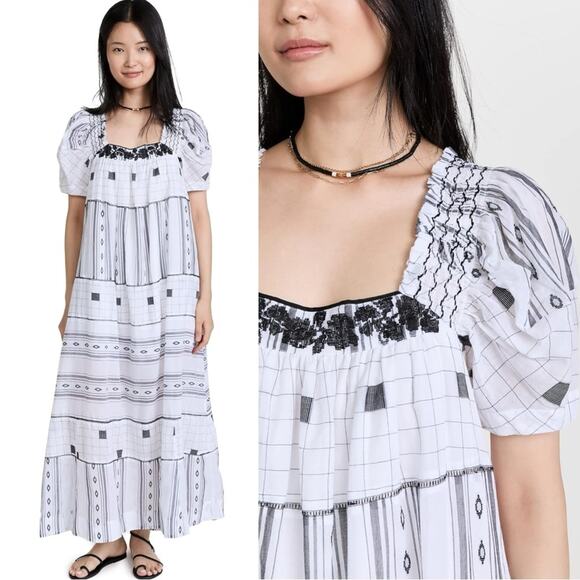 Free People Western Bohemian Jamie Embroidered Maxi Dress Size Large Ethereal - Picture 3 of 15